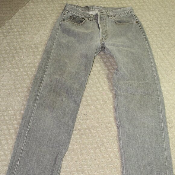 Vintage 80's Red Batwing Tag 501 Button Fly Grey 30x34 Jeans EUC! - Picture 1 of 9